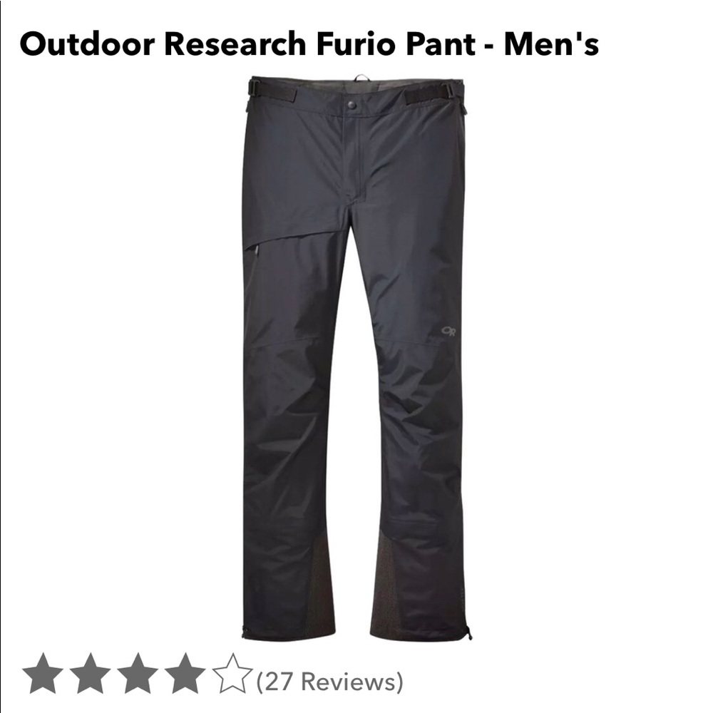 NWT Outdoor Research Men’s Furio Ski Pants in Black, Size Large